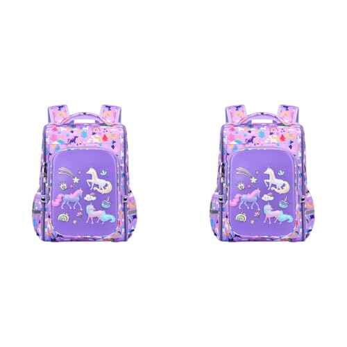 PALAY® Girls School Backpack Unicorn Cartoon Primary Bookbag for Travel Camping Waterproof Burden Relief Gift Kids 5-10 Years Old Purple 2 PCS PALAY® Girls School Backpack Unicorn Cartoon Primary Bookbag for Travel Camping Waterproof Burden Relief Gift Kids 5-10 Years Old Purple 2 PCS